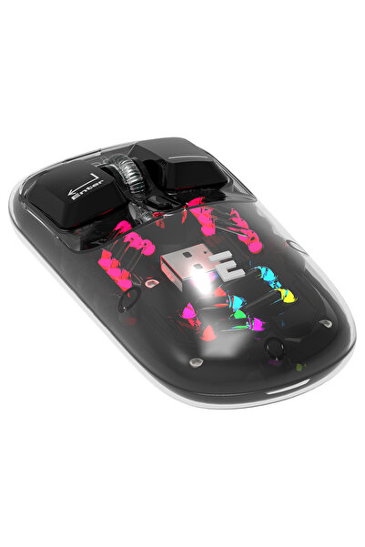 Everest OPAL Şarj Edilebilir Sessiz Siyah Transparan RGB 2in1 2BT ve 2.4GHz Kablosuz Mouse