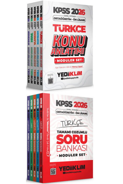 Yediiklim Yayınları 2026 KPSS Ortaöğretim-Ön Lisans GY-GK Konu+Soru-TÜM DERSL...