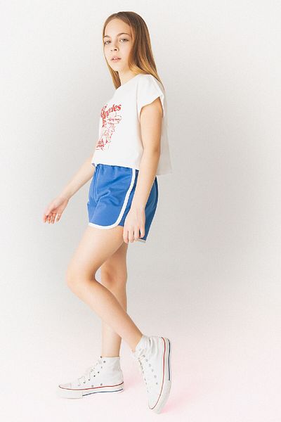 DeFacto Girl's 2 Piece Set Printed Short Sleeve T-Shirt Elastic Waist Shorts Set E3818A825Sm