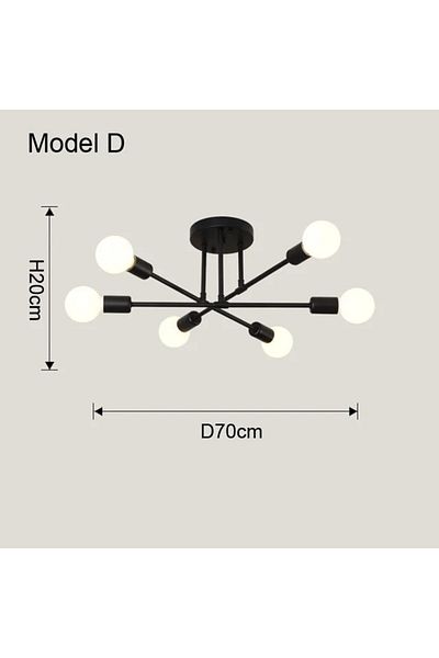 BEIOUGONGJIANG No Bulb D Vintage Ceiling Lamp Pendant Lamp Multiple E27 Lamp Base 6 Heads Black/white/gold For Livi