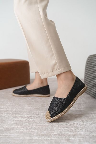 Moda Değirmeni Balerini de zi cu zi cu vârf de paie pentru femei cu model șarpe negru MD1010-111-0001