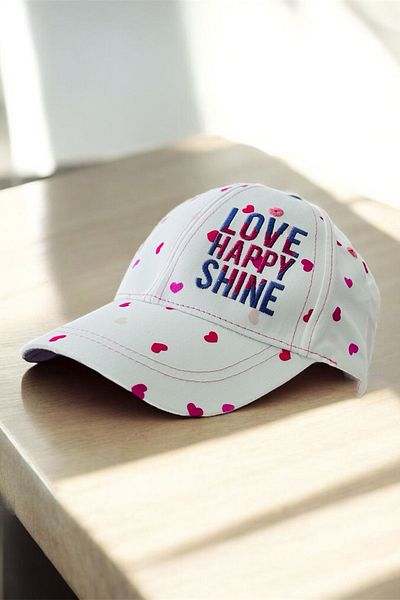 Minigimin Cicileri My Little One's Cicileri (4-8 Years) Heart Love Detailed Girl's Cap Hat - White