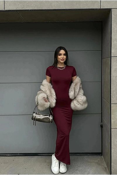 lumuteks Rochie maxi cu mânecă scurta pentru damă 