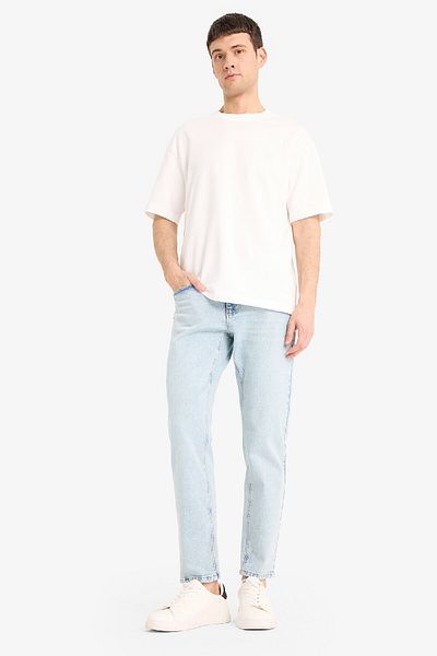 DeFacto Slim Tapered Fit Skinny Fit Κανονική μέση που συρρικνώνει το πόδι τζιν παντελόνι F2324AX25SP