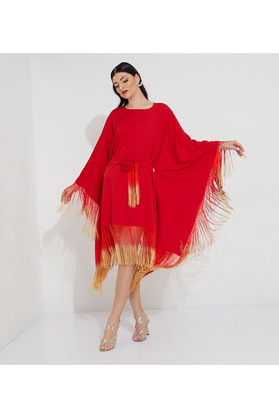Marvella By Rasha Plane wide Cardigan with all round Ombre fringe