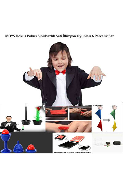 moysahsap party&ahşap Hokus Pokus çocuk Sihirbazlık Seti İllüzyon Oyunları 6 Parçalık set
