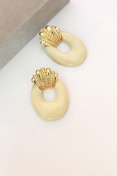 New Obsessions Women's Enameled Gold Gavel Earrings