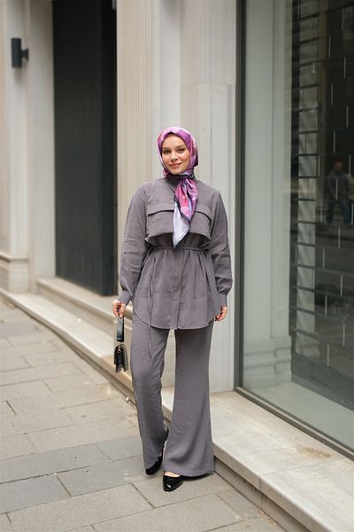 LOCCO Women's Detailed Modal Suit Gray