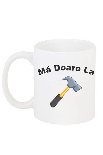 OEM Cana albă personalizată „Ciocanul doare”, INOVATIX®. 330 ml
