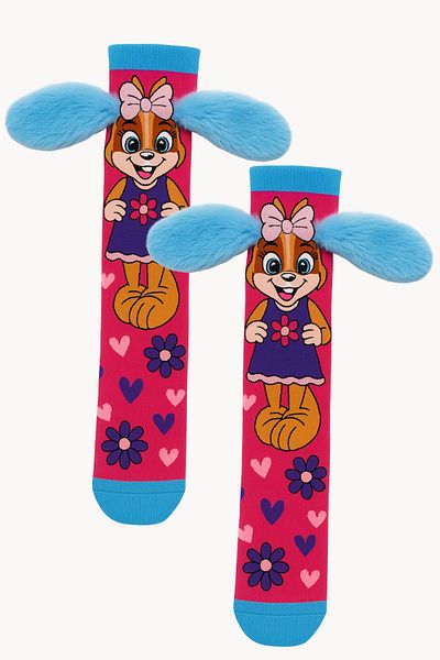 Katia&Bony Șosete pentru genunchi cu model de câine pentru fete cu accesorii pentru urechi