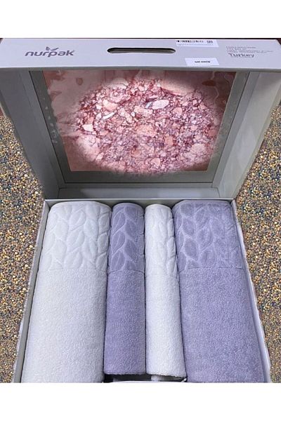 Nurpak Hazal Bath Set - Nurpak 4-Piece Turkish Bath Towel Set-2pcs 50x90-2pcs 90x150 Towels