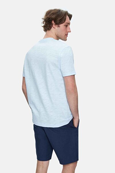 UCLA CALEB Sky Blue Crew Neck Standard Fit Ανδρικό Tshirt με τσέπες