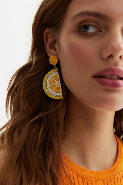 New Obsessions El Yapımı Boncuklu Limon Küpe
