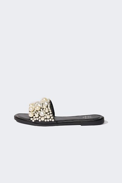 DeFacto Women's Pearl Detailed Single Strap Flat Sole Slippers E2499Ax25Sm
