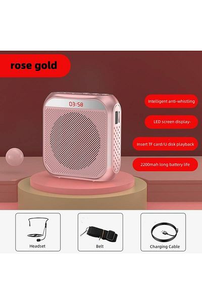 Choice rose gold Portable Voice Amplifier Megaphone Mini Audio Speaker With Microphone Rechargeable Ultrali