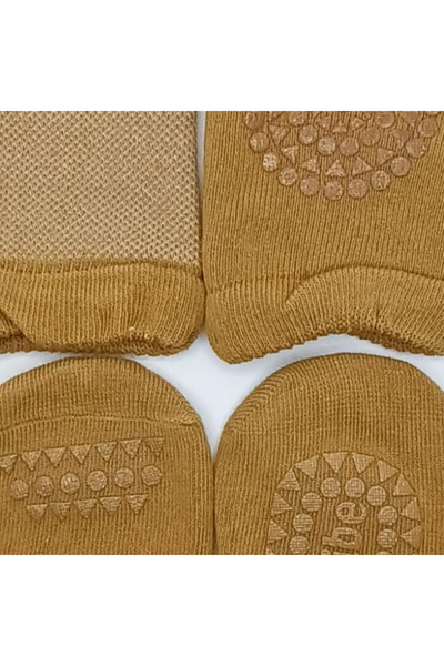 Empria Set protectii anti-alunecare bebe, genunchiere si sosete, Maro, protectie genunchi bebe