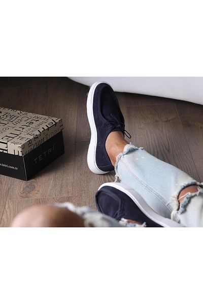 TETRİ Alviso Longo Model Genuine Leather Men's Navy Blue Casual Shoes