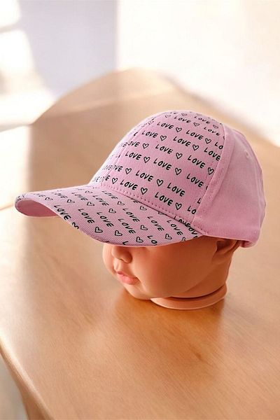 Minigimin Cicileri My Little One's Cicileri (4-8 Years) Love Printed Sports Cap - Pink