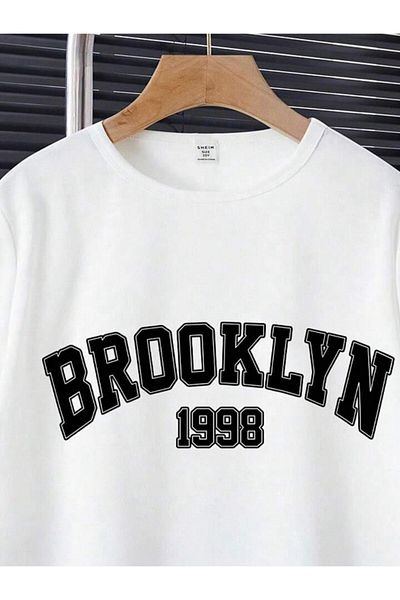 vinraus Girl\Boy White-Black Brooklyn 1988 Printed Shorts-Tshirt Set