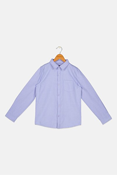 Ocean Pacific قميص كاجوال سادة بأكمام طويلة للأطفال الأولاد، أزرق فاتح