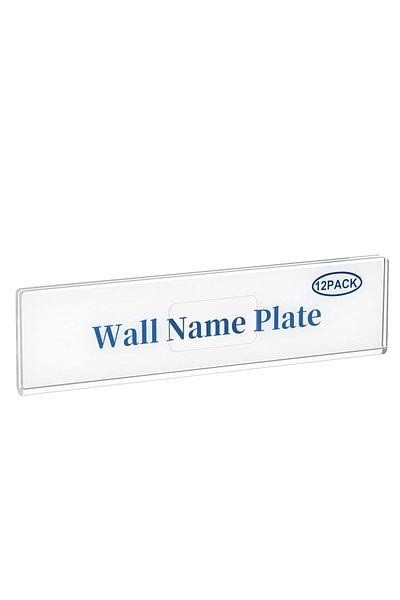 Generic حامل لوحات الأسماء على الحائط من الأكريليك AITEE، عبوة من 12 قطعة، 2 × 8 بوصة، لعرض لوحات الأسماء على الحائط الشفافة