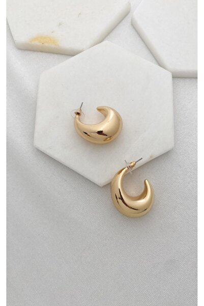 Sacha Accessories منحني البيضاوي الذهب نصف هوب القرط