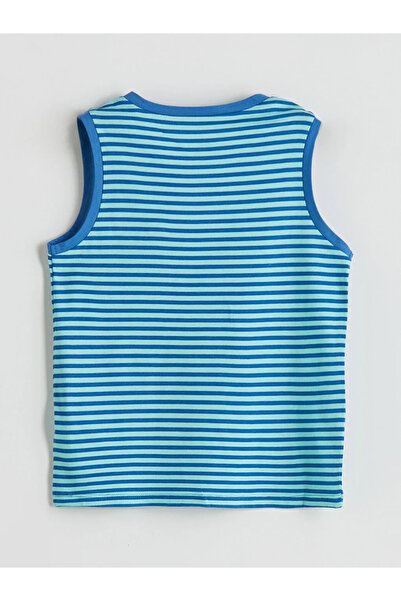LC Waikiki Lcw Kids Turquoise Crew Neck Striped Boys' Undershirt 2-Pack