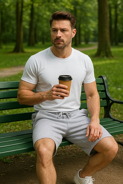 mmetalic Men's Gray Shorts - Side Pockets, Elastic Waist, Regular Fit, Relaxed Cut