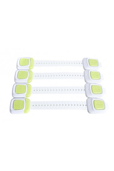 Empria Set of 4 Flexible Safety Locks with Double Lock for Doors and Drawers, 25 Cm, ​​Green/White