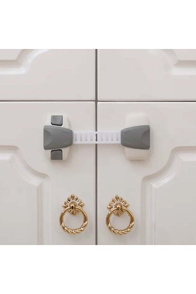 Empria Set Of 3 Flexible And Adjustable Cabinet Locks, With 2 Buttons, 22 X 6 Cm, Grey