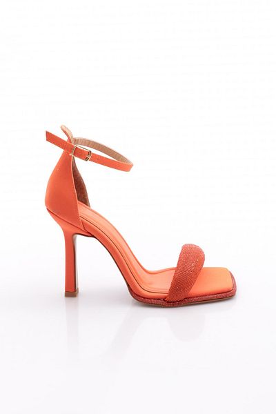 DGN 2028 Women's Thick Silver Stone Banded Ankle Belt Tie Back Closed Heel Sandals