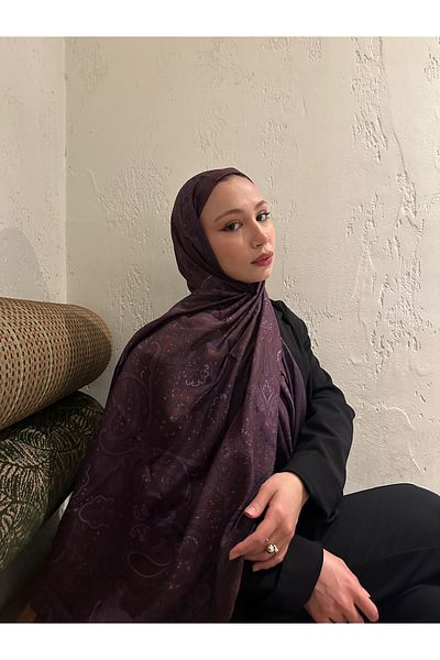MİRSOY SCARF Ethnic Pattern Shawl Mihra Pattern-Σκούρο Μπορντό