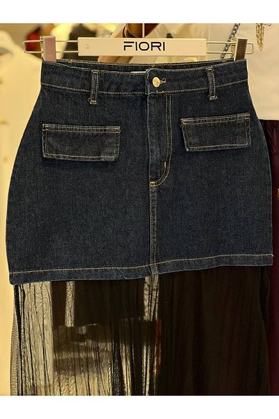 Fiori Mini Tulle Denim Skirt