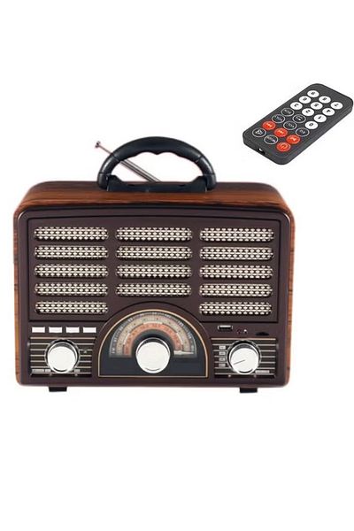 Denx راديو HI-FI قابل لإعادة الشحن مع ريموت تحكم عن بعد، بطارية ذات سعة كبيرة، محمول ، راديو FM بنمط قديم