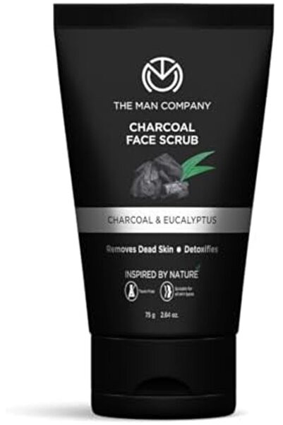 The Man Company Charcoal Tan Removal Face Scrub for Glowing Skin | Anti Acne, Blackhead Remover for