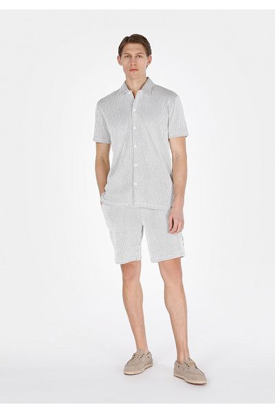 Colin's Regular Fit Mid Waist Striped Men's Gray Shorts