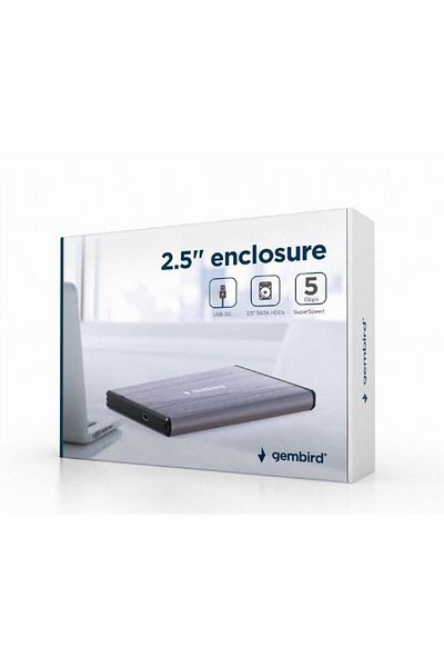 Gembird External rack, Gembird, 2.5" enclosure, Aluminum, Gray