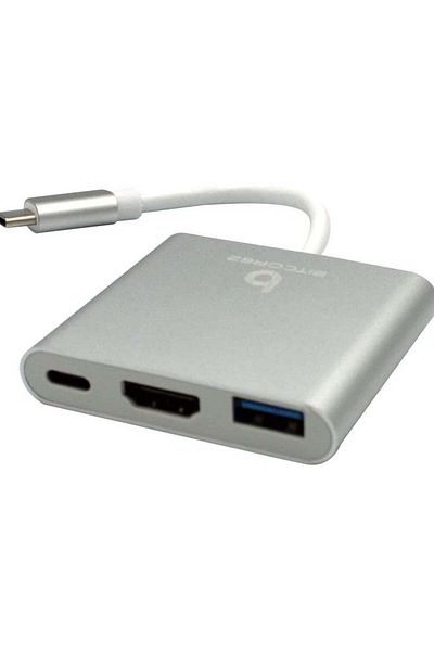 Generic Bitcorez Type C 3 in 1 Multiport Adapter 4K UHD Connects 3 Devices Type C HDMI USB 3.0