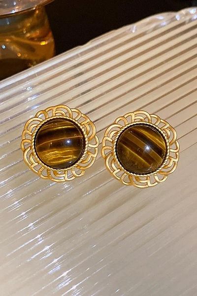 TAKIŞTIR أقراط ذهبية اللون مرصعة بالأحجار (زوج)