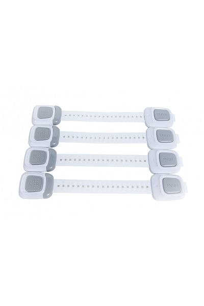 Empria Set Of 4 Flexible Safety Locks With Double Lock For Doors And Drawers, 25 Cm, Grey