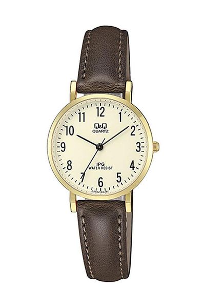Q&Q Qq Qz03J103Y Leather Cord Brown Women's Wristwatch