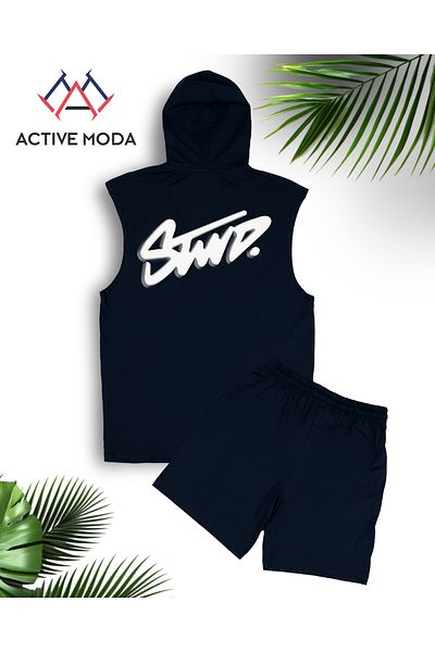 JANSO GROUP Active Moda_Men's Stwd Basikli Sleeveless Sports Singlet Shorts Set 2 Li Cotton Oversize Large Size