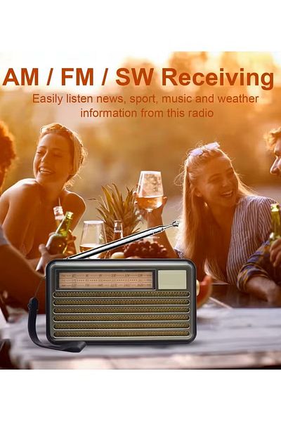 Denx راديو عالي الدقة، FM/AM/SW، مشغل USB/TF/BT، بطارية قابلة لإعادة الشحن