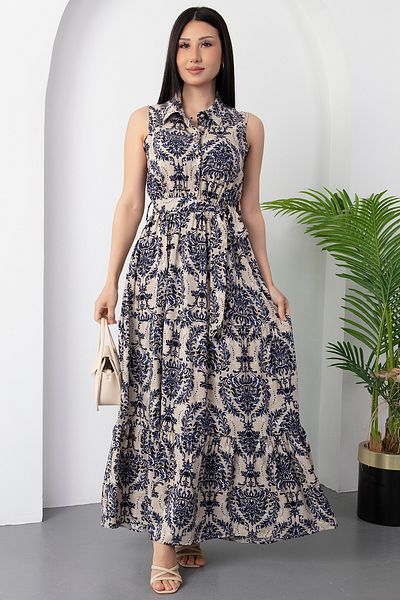 PULLIMM Rochie din viscoză cu guler de cămașă cu nasturi GRS3730