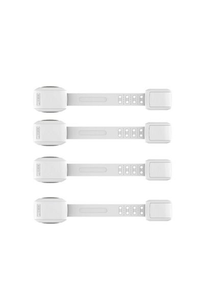 Empria Set of 4 adjustable safety pins, with double locking mechanism, 22.5 x 4.2 cm, white