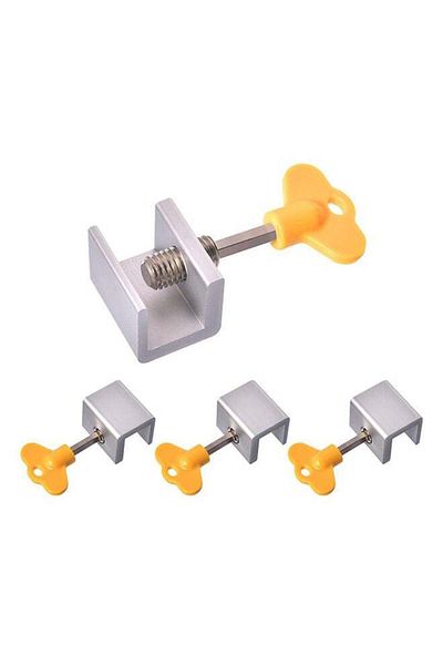 Generic مجموعة من 4 أقفال نوافذ منزلقة من روبيك مع قفل أمان، 1.18 × 0.94 × 0.9 بوصة