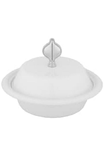 ALSAIF Iron Serving Bowl for Dates by Alsaif, Size: 16cm, Ivory White/Chrome