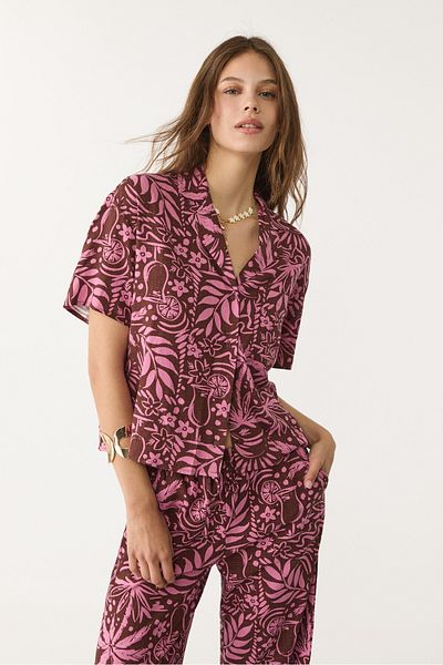 Stradivarius Short sleeve linen blend shirt