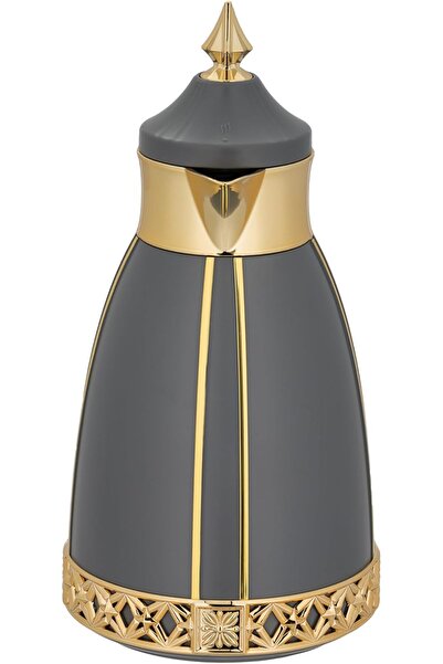 ALSAIF Coffee And Tea Vaccum Flask Set In Grey/gold / Leak-proof And Keeps Drinks Hot 1.0/1.0 Liter