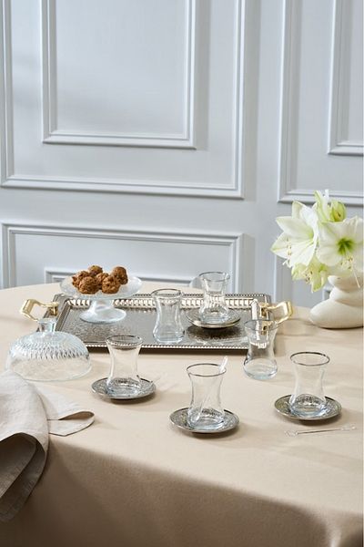 Karaca 19 Piece Tea Set for 6 People with Sea Tray